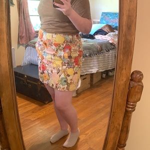 Floral Suede Shirt Skirt